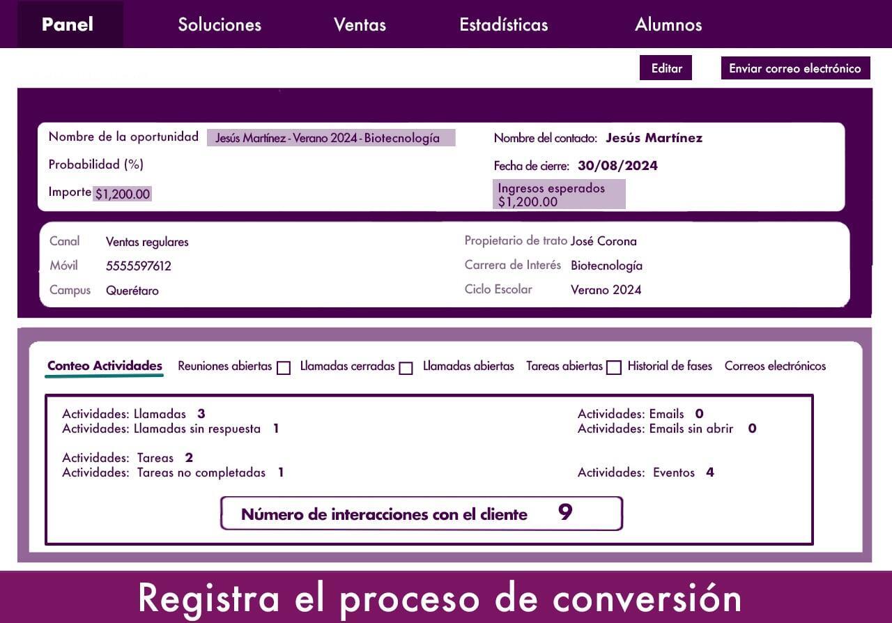 Registra el proceso de conversión